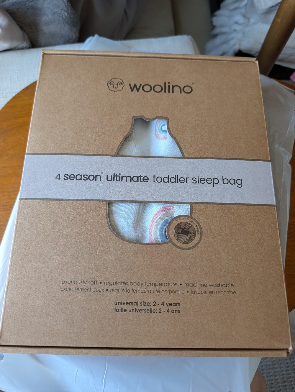 NWT Woolino 4 Season® Ultimate Baby Sleep Bag, Merino Wool, Rainbow, 2-4Y